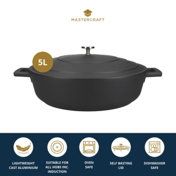 MasterCraft Cast Aluminium Shallow Casserole Dish 5L Black (5)