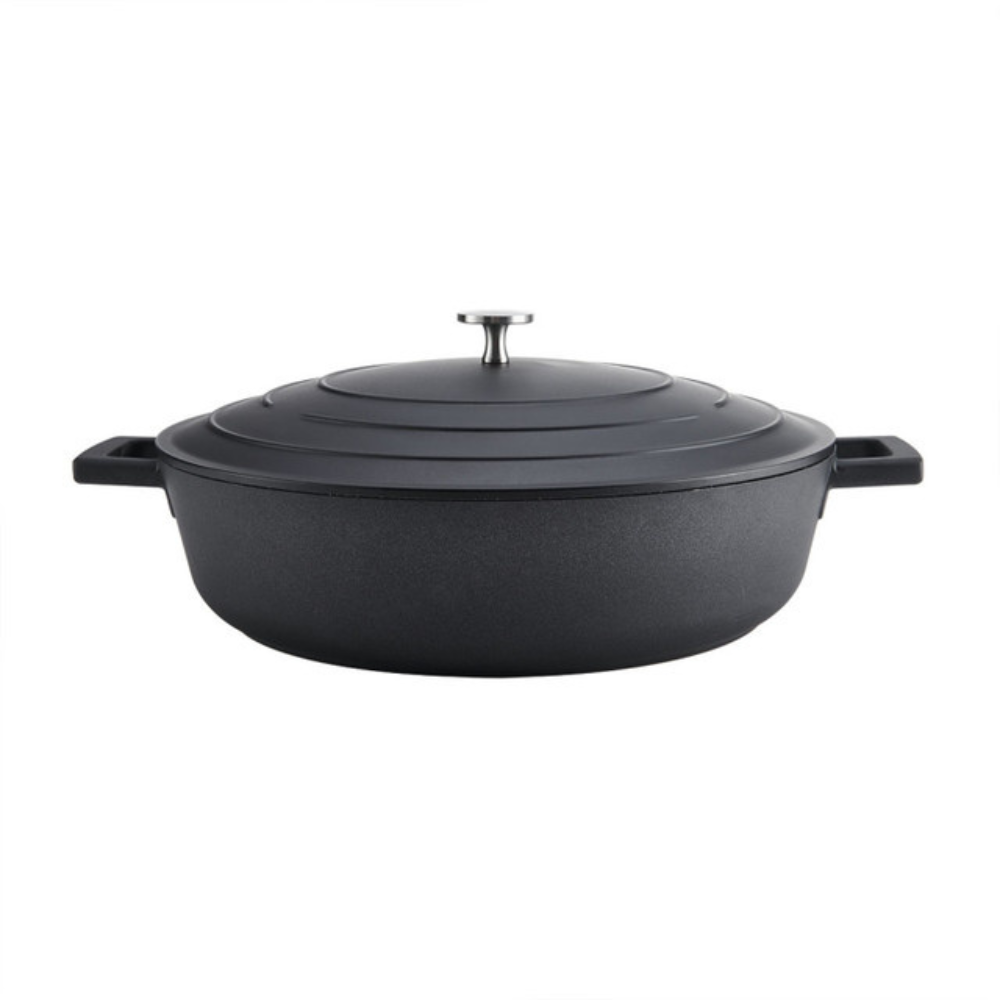 MasterCraft Cast Aluminium Shallow Casserole Dish 5L Black