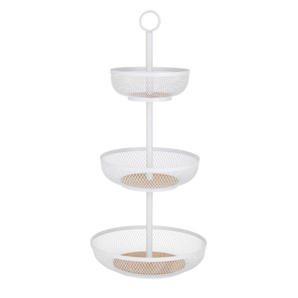 Olsen White 3 Tier Mesh Fruit Basket