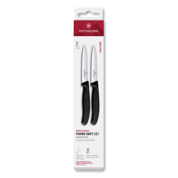 Victorinox Swiss Classic 2 Piece Paring Knife Wavy Pointed Black 10cm Set