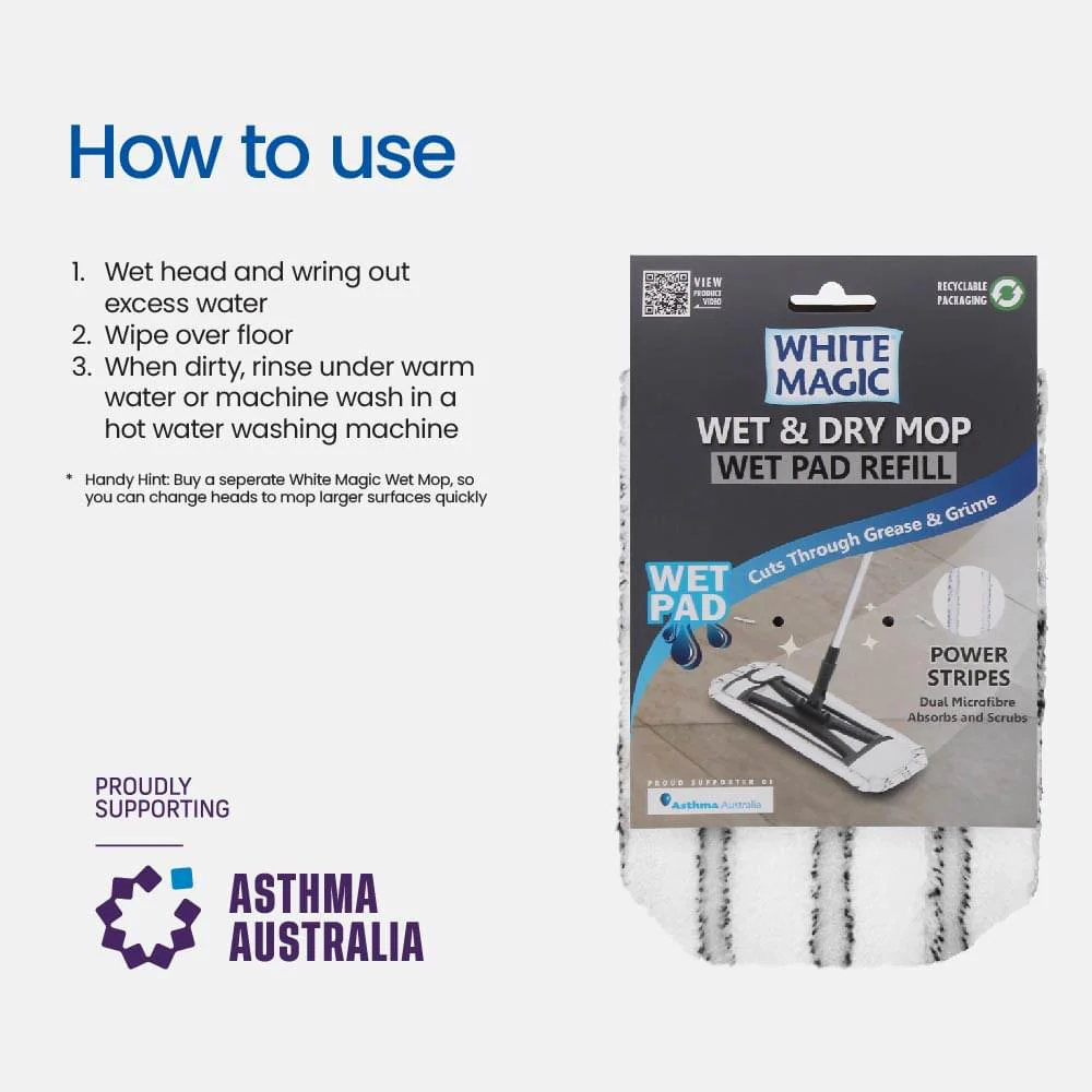 White Magic Wet & Dry Mop Wet Pad Refill (5)
