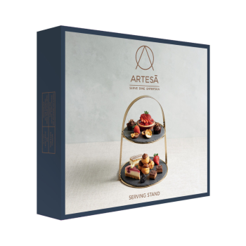 Artesá 2-Tier Brass Serving Stand with Slate (6)