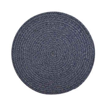 Assemble Demi Round Cotton Placemat Blue & White 37cm