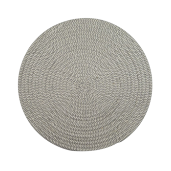 Assemble Demi Round Cotton Placemat Grey & White 37cm