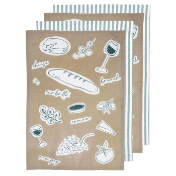 Ladelle Long Lunch Tea Towel Taupe Set of 4 (2)