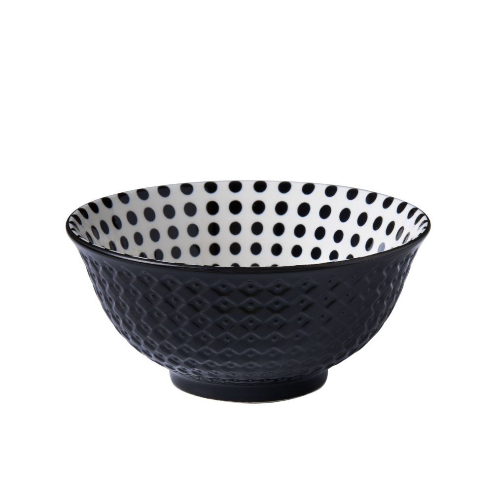 Wilkie Brothers Glazed Porcelain Bowl 15cm Monochrome Dots