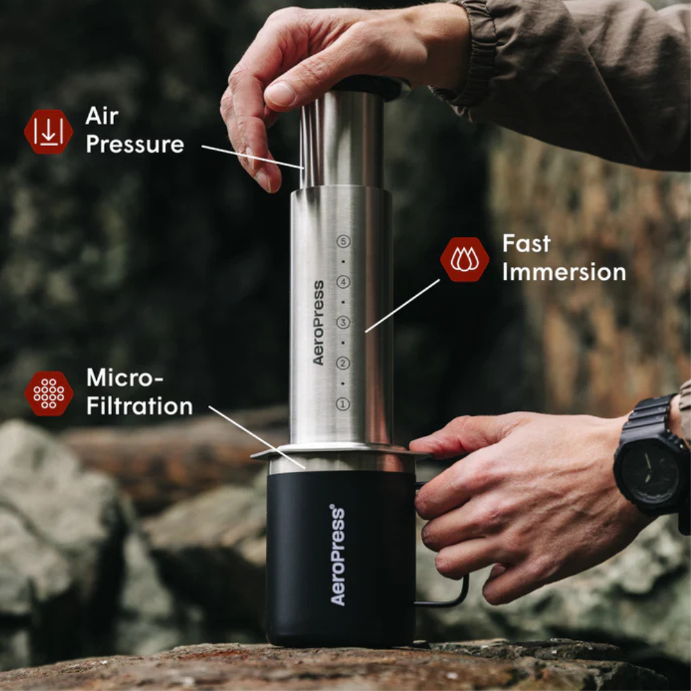 AeroPress Steel Coffee Press Silver 360ml (2)
