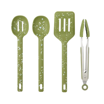 Assemble Gem 4 Piece Silicone Utensil Set Olive 30cm