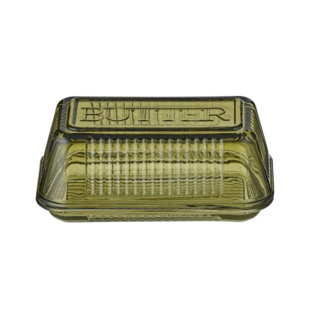 Assemble Lia Glass Butter Dish Green 17cm