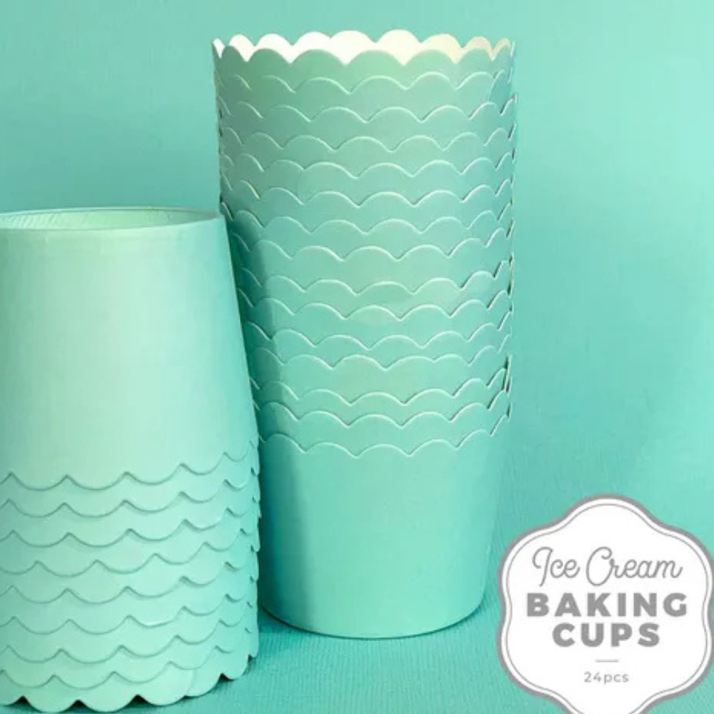 Cake Craft Ice Cream Baking Cups 24 Pack Pastel Teal