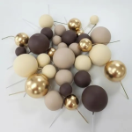 Cake Craft Wish Ball Decoration 32 Pack Brown, Cream & Gold