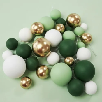 Cake Craft Wish Ball Decoration 32 Pack Green, White & Gold