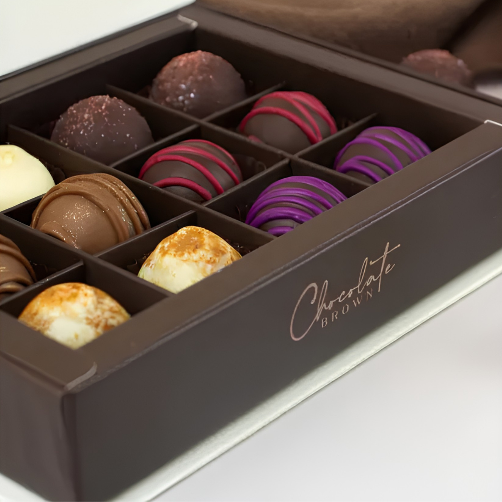 Chocolate Brown Boxed Chocolates Happy Hour 12 Pack
