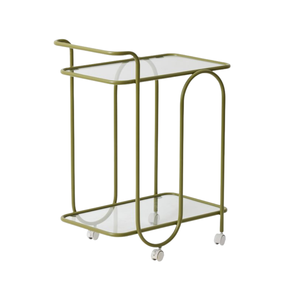 Coast to Coast Home Trinity Metal Bar Cart Olive 82cm