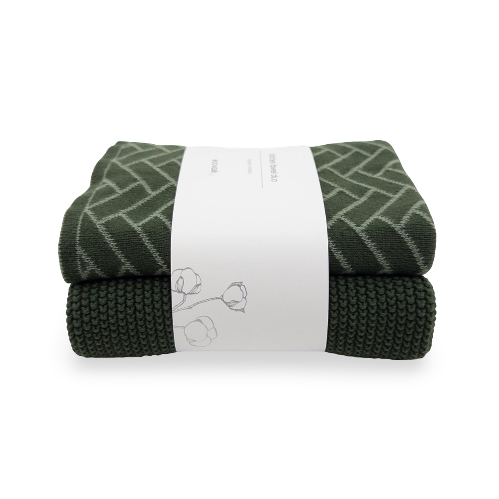 Ecovask Kitchen Towel Duo Forest Herringbone