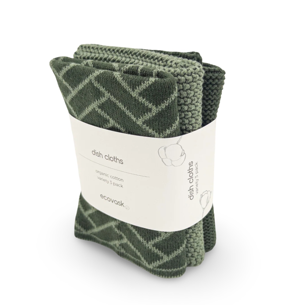 Ecovask Mixed Cloths 3 Pack Forest Herringbone (1)