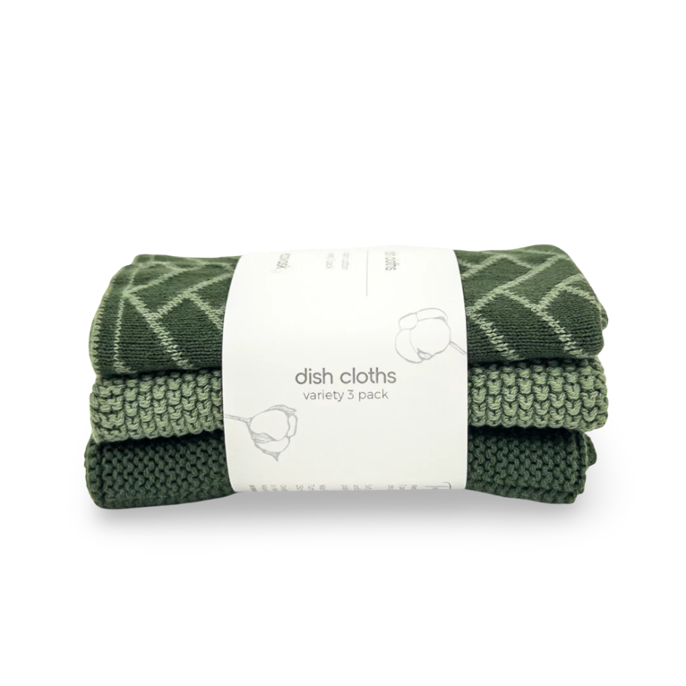 Ecovask Mixed Cloths 3 Pack Forest Herringbone (3)