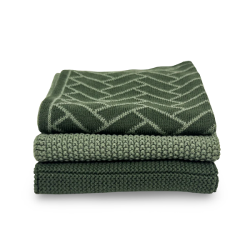 Ecovask Mixed Cloths 3 Pack Forest Herringbone