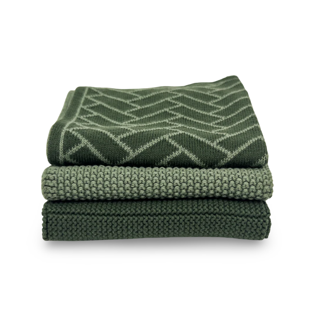 Ecovask Mixed Cloths 3 Pack Forest Herringbone