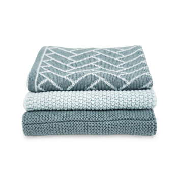 Ecovask Mixed Cloths 3 Pack Sea Foam Herringbone