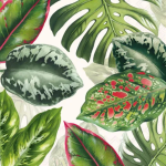IHR Lunch Napkin Exotic Leaves Light Grey