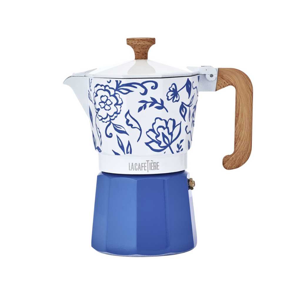 La Cafetière Venice Espresso Maker Blu Fiorato 290ml (1)