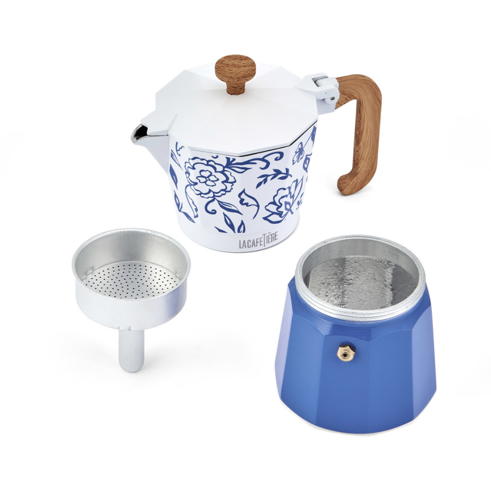La Cafetière Venice Espresso Maker Blu Fiorato 290ml (3)