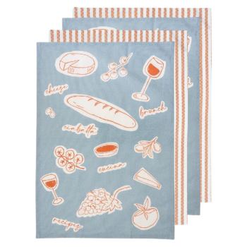Ladelle Long Lunch Tea Towel Blue Set of 4