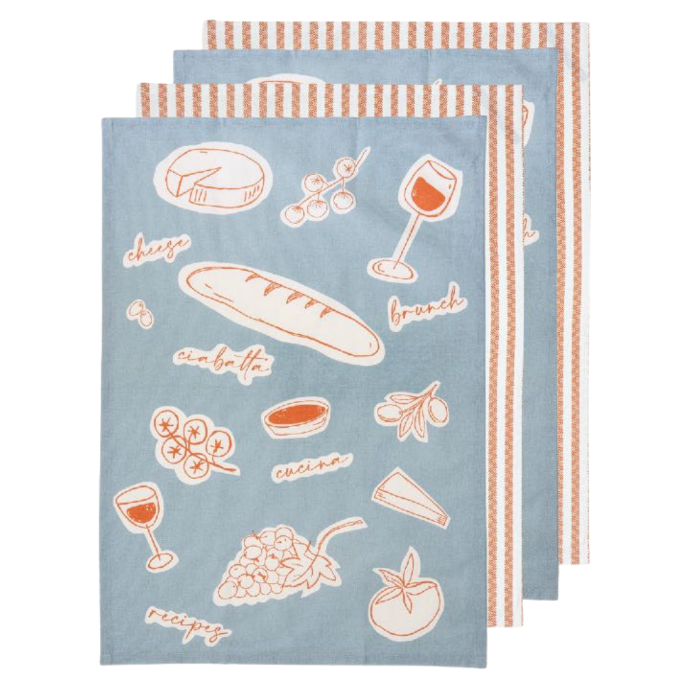 Ladelle Long Lunch Tea Towel Blue Set of 4 (1)