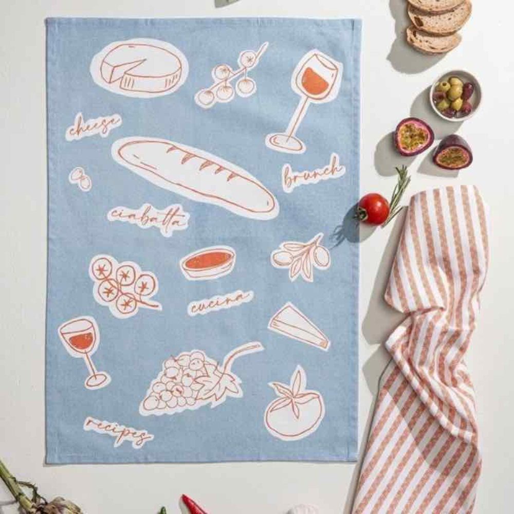 Ladelle Long Lunch Tea Towel Blue Set of 4 (2)