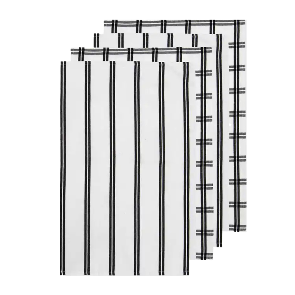 Ladelle Tea Towel Charlie Black Set of 4 (1)