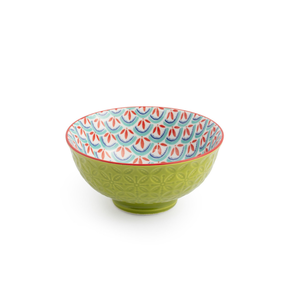 Mikasa Stoneware Nibble Bowl Green & Blue Geometric 12cm (1)