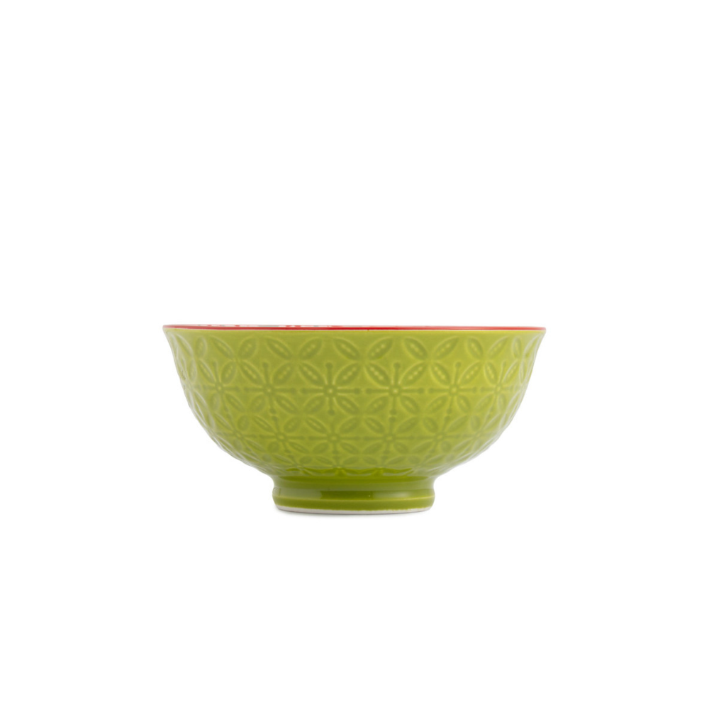 Mikasa Stoneware Nibble Bowl Green & Blue Geometric 12cm (2)