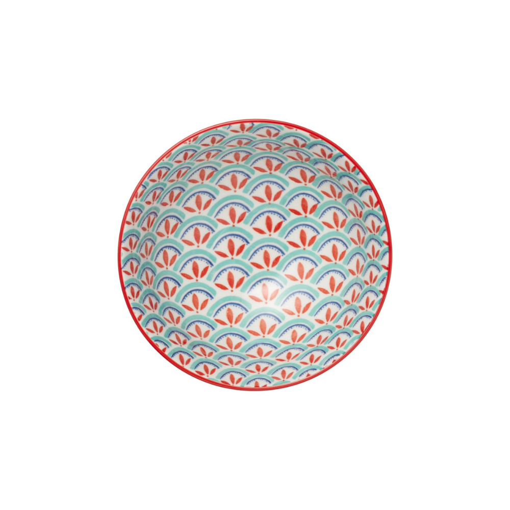Mikasa Stoneware Nibble Bowl Green & Blue Geometric 12cm (3)