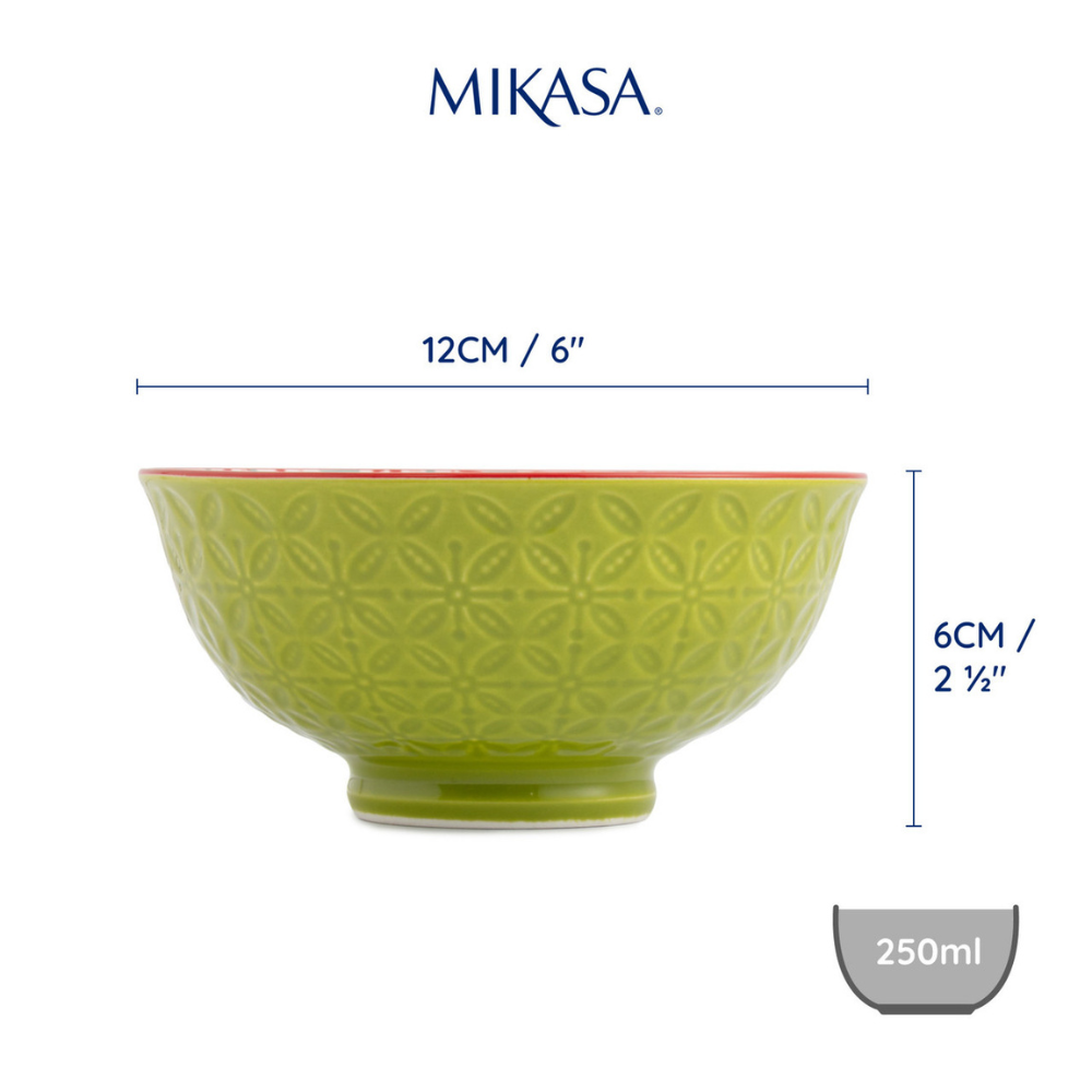 Mikasa Stoneware Nibble Bowl Green & Blue Geometric 12cm (4)