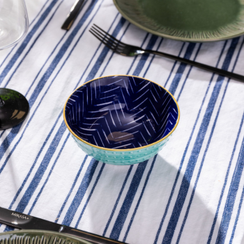 Mikasa Stoneware Nibble Bowl Indigo Chevron 12cm (5)