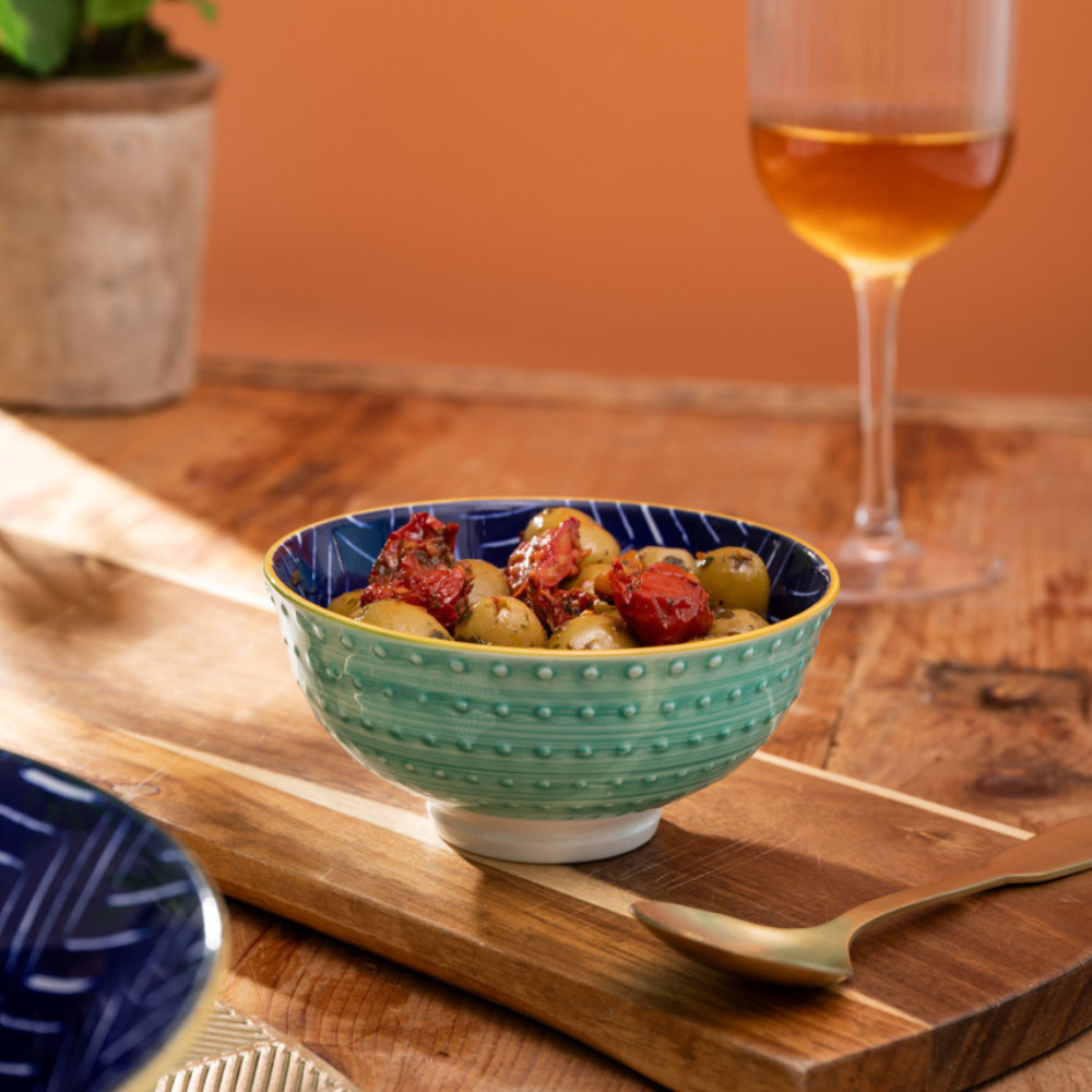 Mikasa Stoneware Nibble Bowl Indigo Chevron 12cm (6)