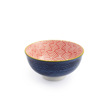 Mikasa Stoneware Nibble Bowl Red & Blue Arc 12cm