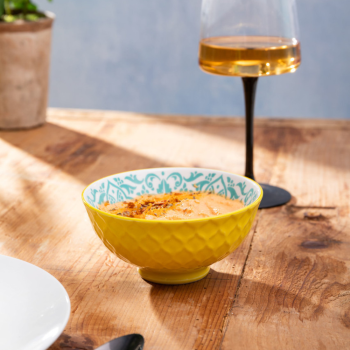 Mikasa Stoneware Nibble Bowl Yellow & Blue Geometric 12cm (6)
