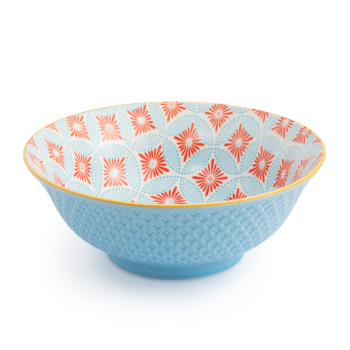 Mikasa Stoneware Ramen Bowl Blue Mosaic 21cm