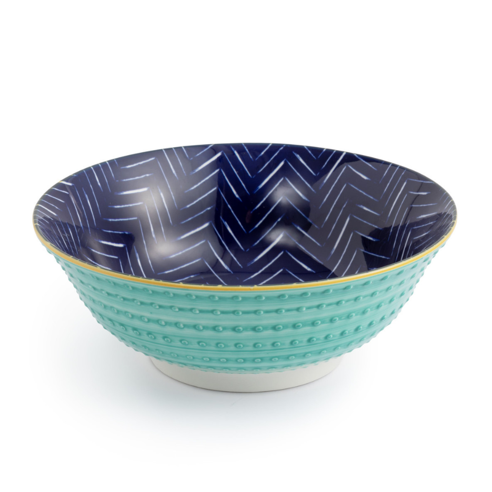 Mikasa Stoneware Ramen Bowl Chevron Indigo 21cm (1)