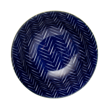 Mikasa Stoneware Ramen Bowl Chevron Indigo 21cm (3)
