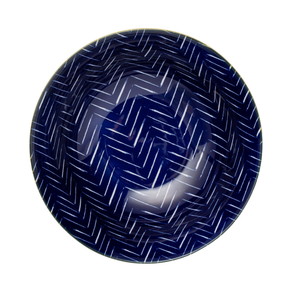 Mikasa Stoneware Ramen Bowl Chevron Indigo 21cm (3)