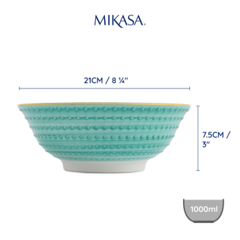 Mikasa Stoneware Ramen Bowl Chevron Indigo 21cm (8)
