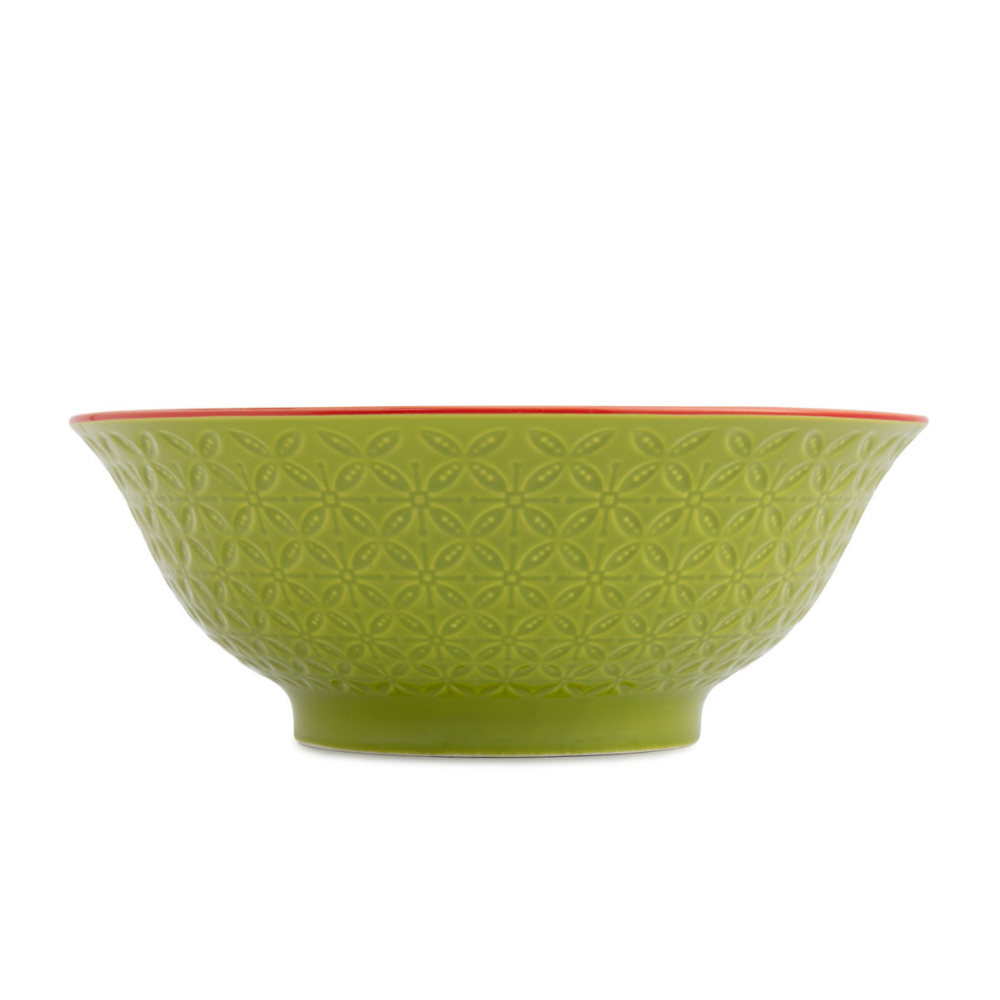Mikasa Stoneware Ramen Bowl Green & Blue Geometric 21cm (2)