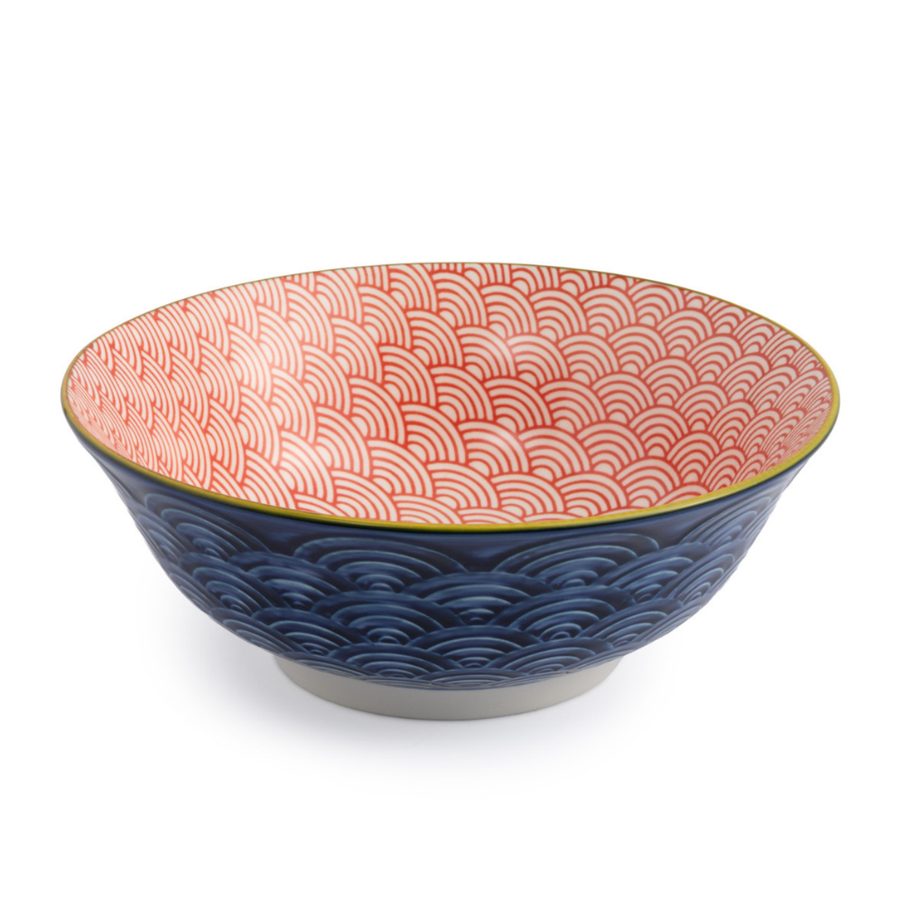 Mikasa Stoneware Ramen Bowl Red & Blue Arc 21cm (1)