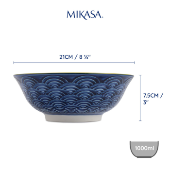 Mikasa Stoneware Ramen Bowl Red & Blue Arc 21cm (7)