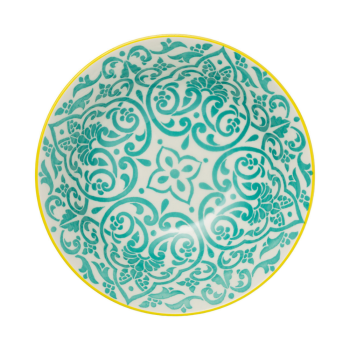 Mikasa Stoneware Ramen Bowl Yellow & Blue Geometric 21cm (3)