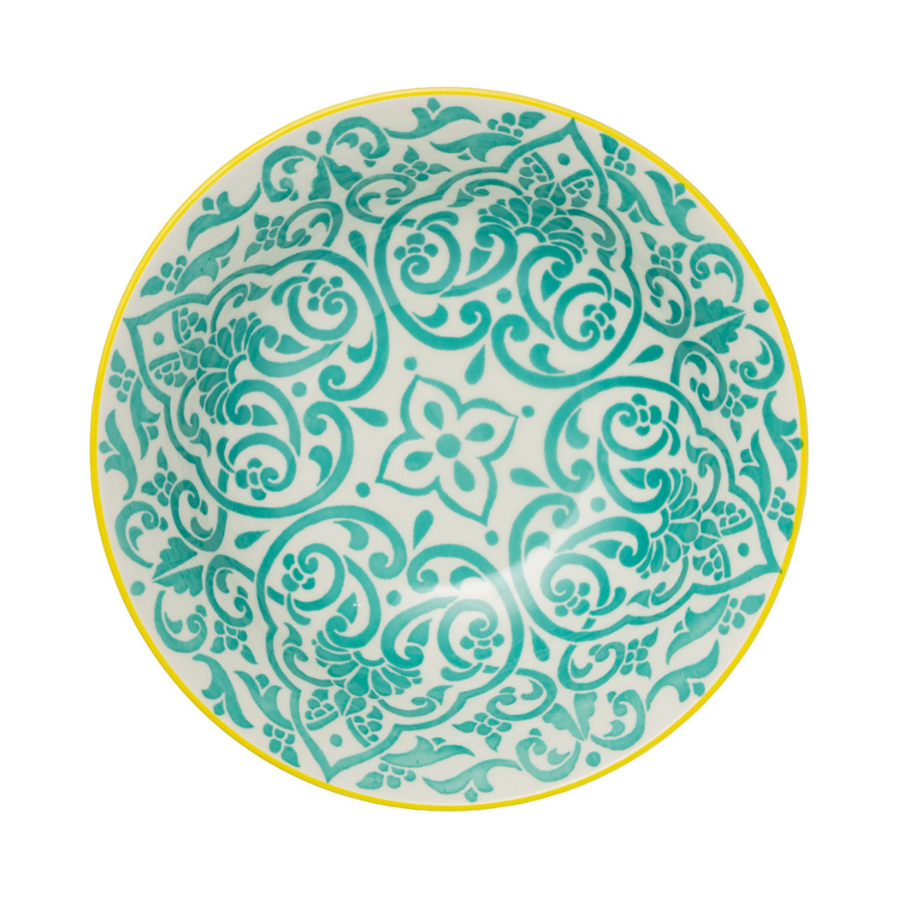 Mikasa Stoneware Ramen Bowl Yellow & Blue Geometric 21cm (3)
