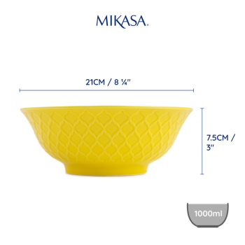 Mikasa Stoneware Ramen Bowl Yellow & Blue Geometric 21cm (7)